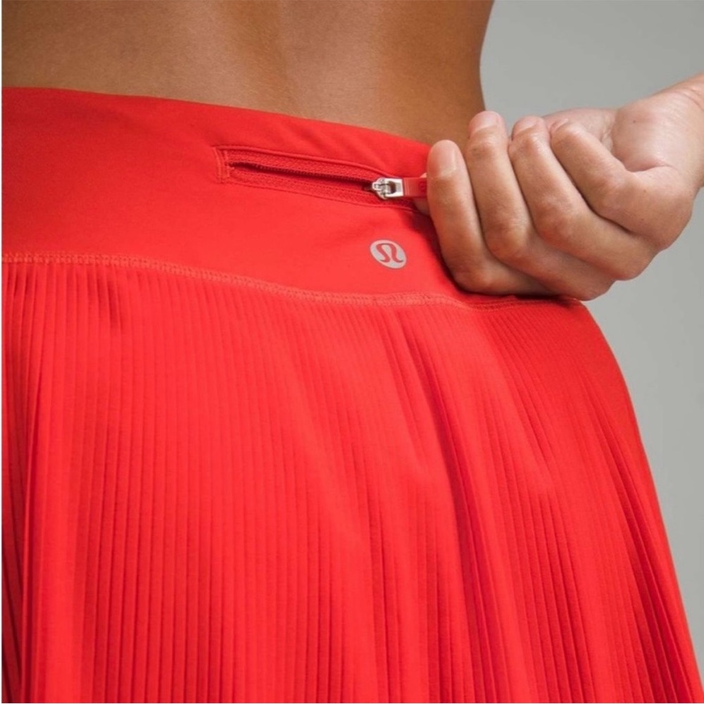 🕶️lululemon skort Pleat to Street Mid-Rise Skirt Tennis Golf Hot Heat Red 14 XL - Picture 4 of 10